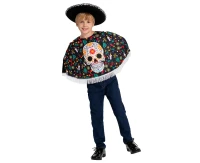Role play set for kids Dia de los Muertos (poncho, hat), size 110/120 cm